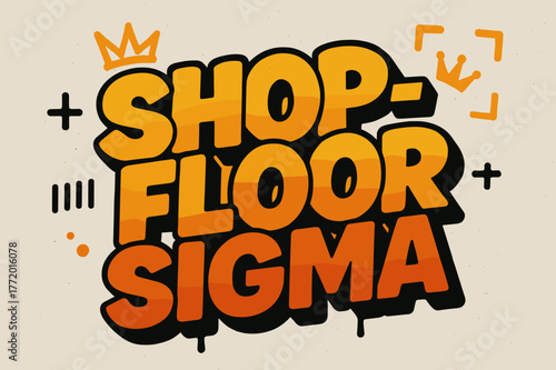 Graffiti Block Letters. Shop-Floor Sigma ? Graffiti Simplified; thick bubble/block letters on a tilted baseline; flat spray fills with bold outline and a few
