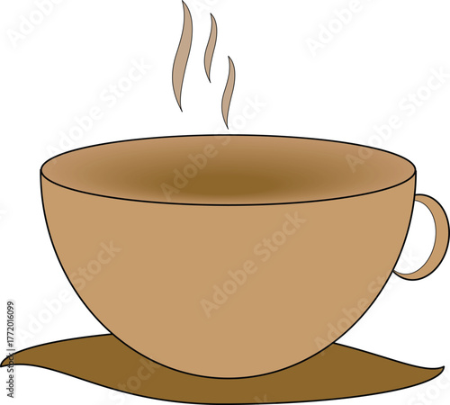 Illustration of a steaming cup of coffee simple vector graphic perfect for cafe menus and beverage-related designs