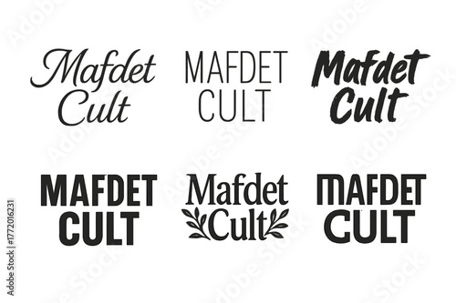 Mafdet Cult Lettering Variations. Mafdet Cult. Set lettering. harmonious lettering variations of the same emblematic concept, each with different artistic