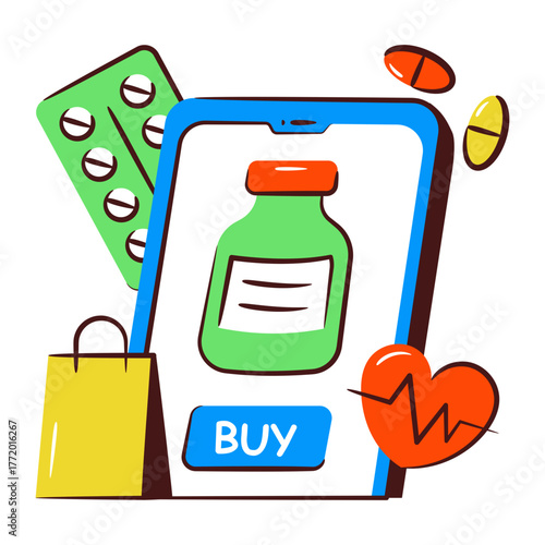 Unique design illustration of online pharmacy