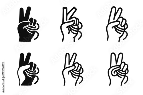 Cord Untangling Logos. Cord untangling hack. Set Logo of Cord untangling hack: two-finger loop technique. harmonious logo variations of the same emblematic