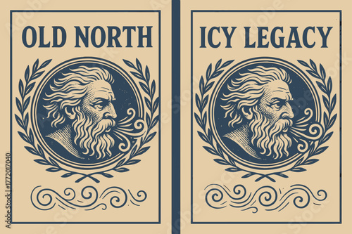 Ancient Chill Banners. Ancient Chill. Two vertical A6 banners with safe margins, centered composition, no elements touching edges, retro, indigo and sand,