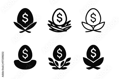 Finance Logo Set. personal finance planning. Set Logo of personal finance planning: Retirement nest egg. Icon set. harmonious logo variations of the same