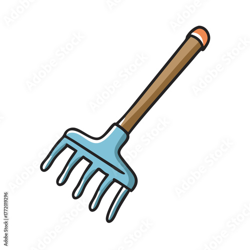 Vector illustration of a garden rake for outdoor tasks and gardening
