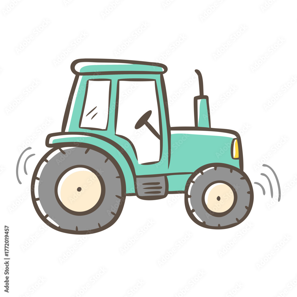 Obraz premium Turquoise tractor vector illustration scalable farm vehicle icon