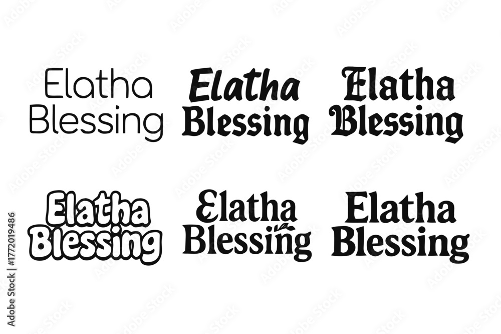 Obraz premium Harmonious Lettering Styles. Elatha Blessing. Set lettering. harmonious lettering variations of the same emblematic concept, each with different artistic