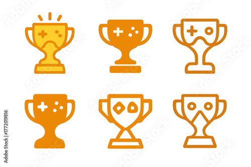 Interactive Lessons Logo Variations. interactive lessons. Set Logo of interactive lessons: Gamified badge trophy. Icon set. harmonious logo variations of the