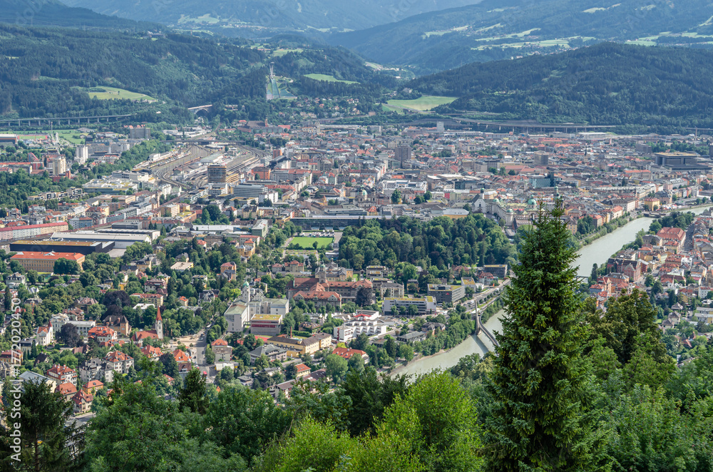 Naklejka premium Aerial view of the city of Innsbruck, Austria