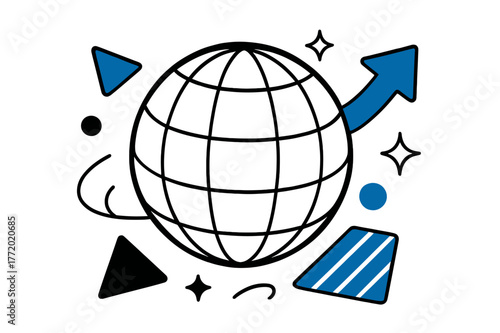 Geometric Sphere in Space. Script Hand-Lettering ? "Mountain Wedding" in flowing brush script, semi-cursive with fluid strokes, slight upward tilt to convey