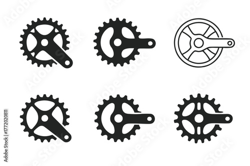 Cycling Metrics Logos. Cycling metrics. Set Logo of Cycling metrics: bike crank with cadence ring. harmonious logo variations of the same emblematic concept,
