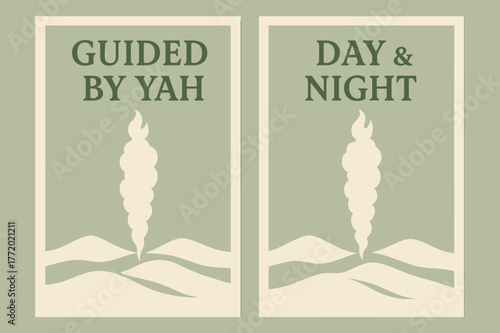 Wilderness Cloud Banners. Wilderness Cloud. Two vertical A6 banners with safe margins, centered composition, no elements touching edges, pastel, olive green