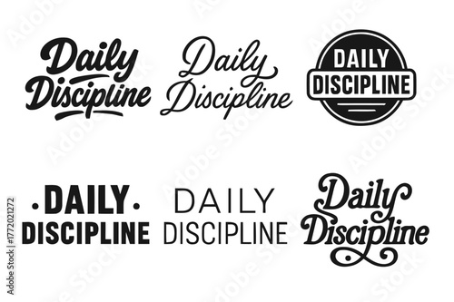 Harmonious Lettering Grid. Daily discipline. Set lettering. harmonious lettering variations of the same emblematic concept, each with different artistic