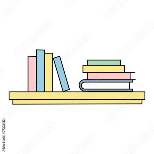 Books on a shelf in a minimalist style