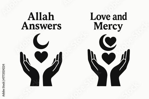 Divine Love Banners. Divine Love. Two vertical A6 banners with safe margins, centered composition, no elements touching edges, flat vector design, black and