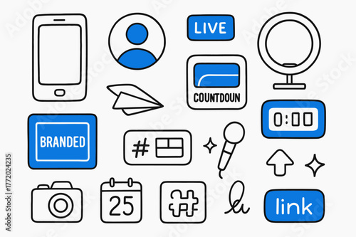 Social Media Highlights. // Influencer takeovers and social media promotions. Hand-drawn doodle illustration influencer takeovers and social media promotions