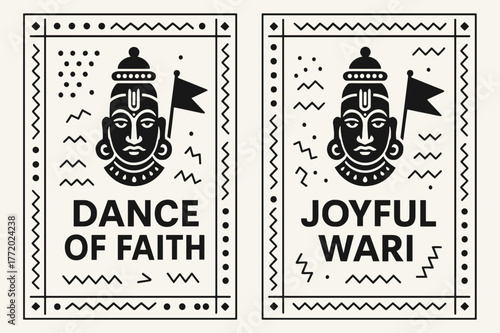 Memphis Pilgrim Joy. Memphis Pilgrim Joy. Two vertical A6 banners with safe margins, centered composition, no elements touching edges, memphis, black and