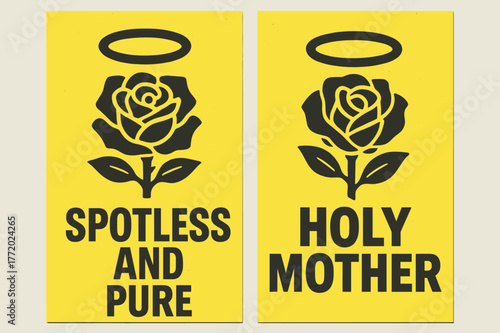 Bold Rose Banners. Rose Without Thorn. Two vertical A6 banners with safe margins, centered composition, no elements touching edges, brutalist, charcoal and