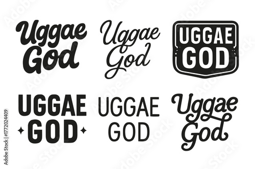 Uggae God Designs. Uggae God. Set lettering. harmonious lettering variations of the same emblematic concept, each with different artistic interpretation (Bold