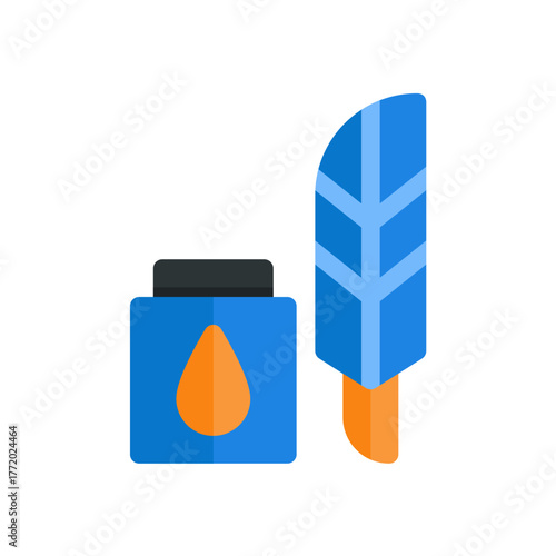 quill and ink flat icon illustration