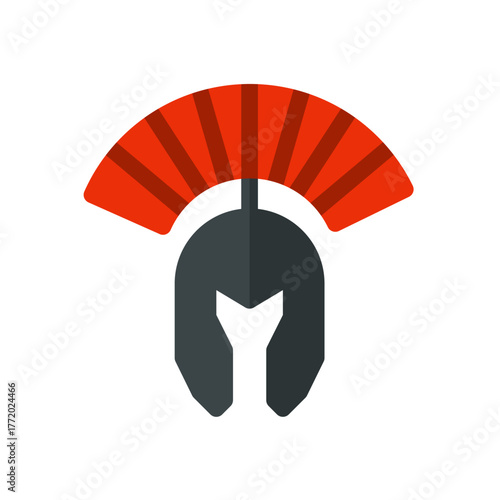 roman legion helmet flat icon illustration