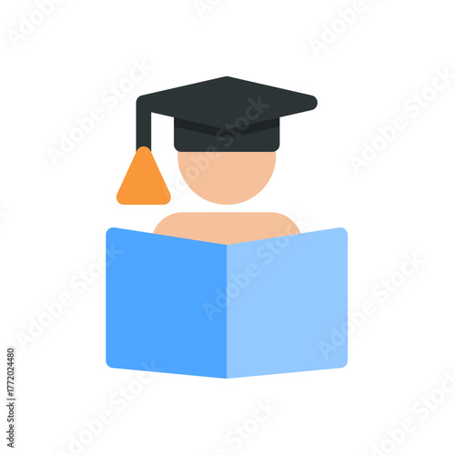 scholar with book flat icon illustration