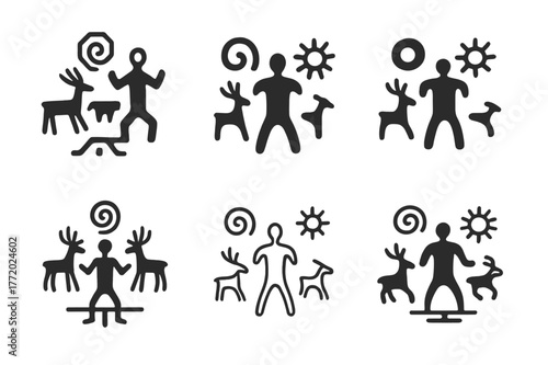 Indigenous Culture Symbols. Indigenous cultures and their historical contributions. Set Logo of Indigenous cultures and their historical contributions: