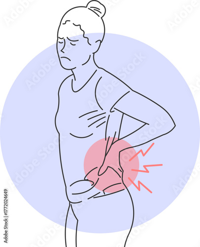 Acute Lower Back Pain Woman with Hands on Lower Back