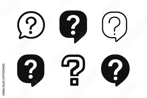 Trivia Game Logos. Trivia game. Set Logo of Trivia game: question mark in speech bubble. harmonious logo variations of the same emblematic concept, each with