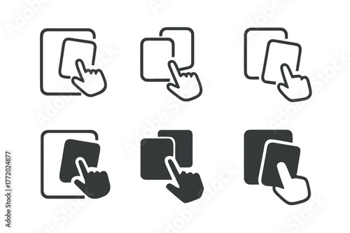 Interactive Lesson Logos. interactive lessons. Set Logo of interactive lessons: Drag-and-drop flashcards. Icon set. harmonious logo variations of the same