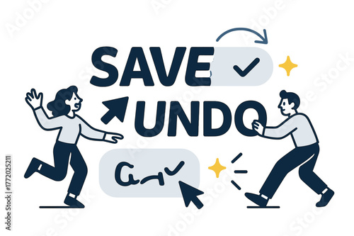 Dynamic UI Typography. Kinetic Typography ? UI Microcopy. ?Save? and ?Undo? glide between states; a cursor nudges letters that slide with elastic ease. Tiny