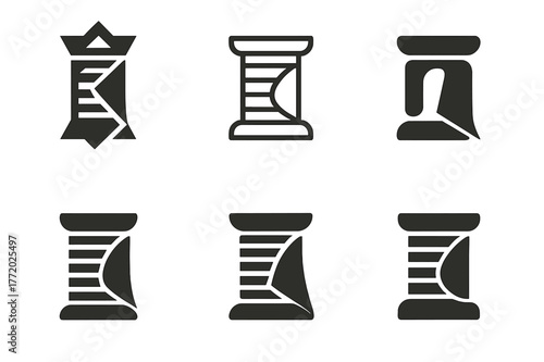 Fabric Craft Logo Variations. Fabric craftsmanship. Set Logo of Fabric craftsmanship: thread spool with cloth fold. harmonious logo variations of the same