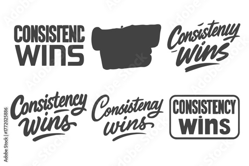 Harmonious Lettering Variations. Consistency wins. Set lettering. harmonious lettering variations of the same emblematic concept, each with different artistic