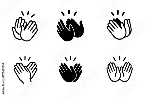 Applause Logo Variations. audience reaction. Set Logo of audience reaction: Applause hands clapping. Icon set. harmonious logo variations of the same