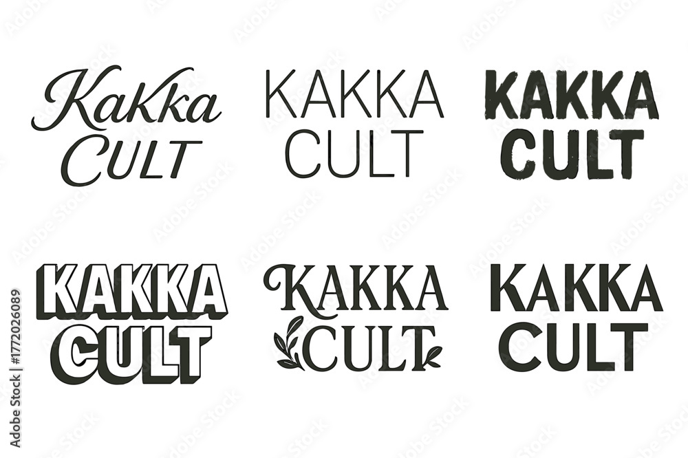 Fototapeta premium Kakka Cult Typography. Kakka Cult. Set lettering. harmonious lettering variations of the same emblematic concept, each with different artistic interpretation