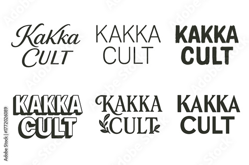 Kakka Cult Typography. Kakka Cult. Set lettering. harmonious lettering variations of the same emblematic concept, each with different artistic interpretation