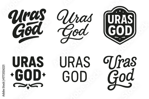 Uras Lettering Variations. Uras God. Set lettering. harmonious lettering variations of the same emblematic concept, each with different artistic interpretation