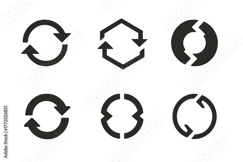 Continuity Logo Variations. Business continuity risk. Set Logo of Business continuity risk: interrupted looped arrows. harmonious logo variations of the same