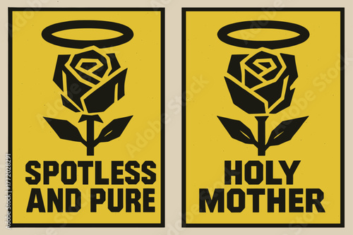 Brutalist Rose Banners. Rose Without Thorn. Two vertical A6 banners with safe margins, centered composition, no elements touching edges, brutalist, charcoal