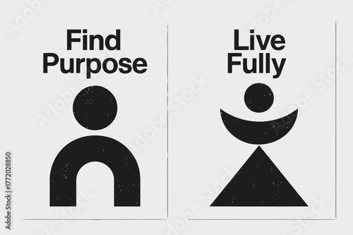 Brutalist Inspiration Banners. # FULFILLMENT. Two vertical A6 banners with safe margins, centered composition, no elements touching edges, brutalist, black and