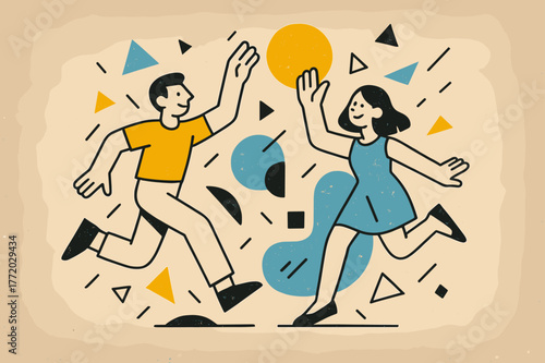 Vintage Geometric Dreamscape. Dusty Photograph. Old photograph covered in dust with floating abstract geometric particles and soft light accents, nostalgic and