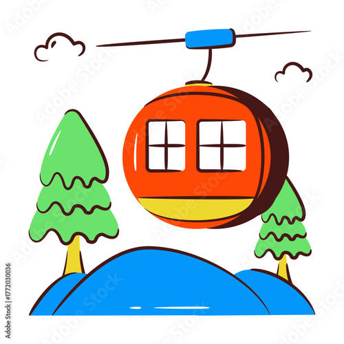 Creative design icon of cable car