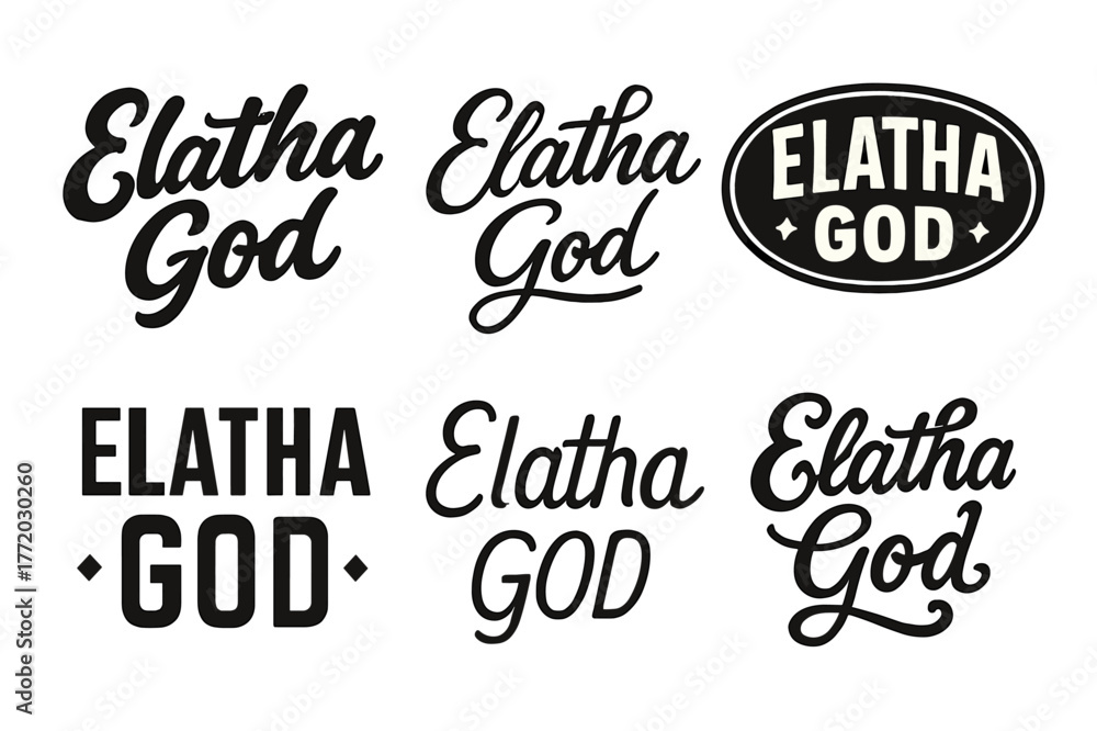 Fototapeta premium Elatha Emblem Variations. Elatha God. Set lettering. harmonious lettering variations of the same emblematic concept, each with different artistic