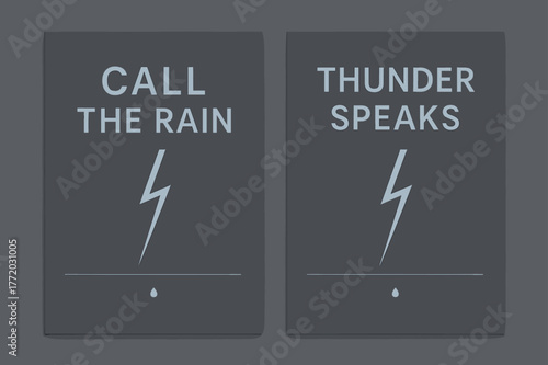 Clean Thunder Banners. Clean Thunder. Two vertical A6 banners with safe margins, centered composition, no elements touching edges, minimal, slate gray and ice