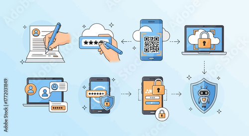 Cybersecurity and Online Data Protection Vector Illustration