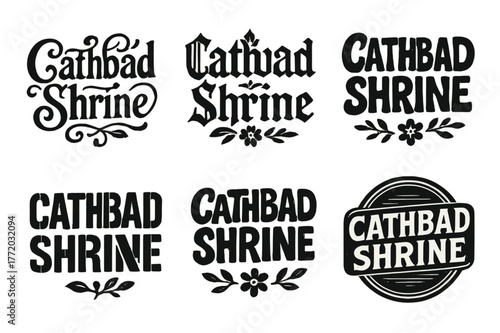 Harmonious Lettering Grid. Cathbad Shrine. Set lettering. harmonious lettering variations of the same emblematic concept, each with different