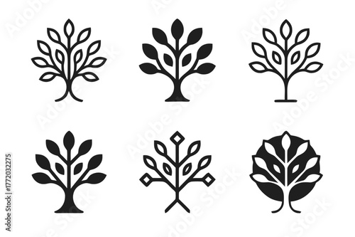 Biodiversity Logo Variations. Biodiversity. Set Logo of Biodiversity: branching tree of life. harmonious logo variations of the same emblematic concept, each