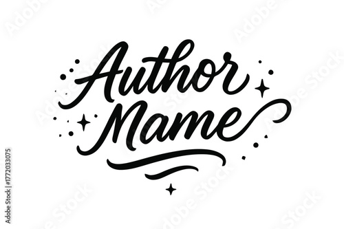 Elegant Script Design. Author Name ? Script Hand-Lettering; brush script with fluid semi-cursive connectors and soft pressure-contrast; centered composition