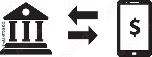 Icon Illustrating Mobile Banking and Bank Transfer