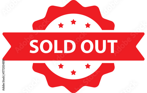 Sold Out Red Stamp and Badge Vector Illustration