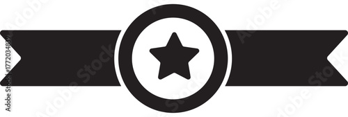 Quality Badge Icon with Star and Ribbon Banner
